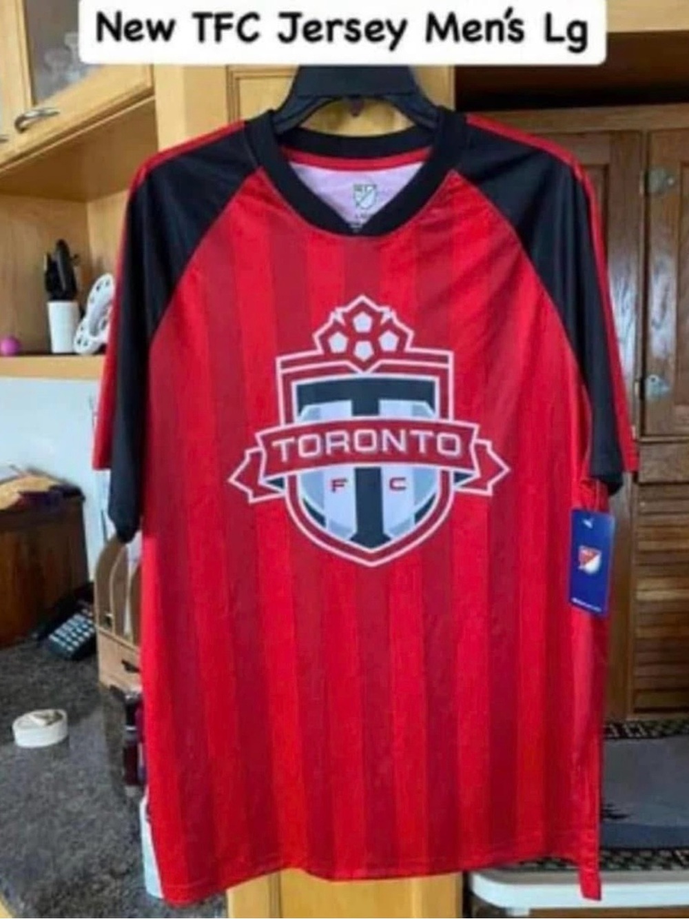 New Men's Red and Black Home Jersey - Official Crest